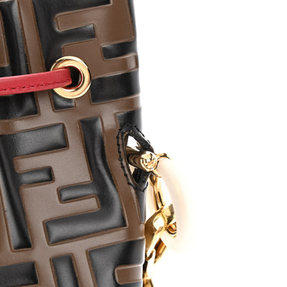 Fendi Vitello Grace F is Fendi Bi-Color FF 1974 Embossed Grande Mon Tresor Bucket Bag Maya Black Fragola 11 of 12