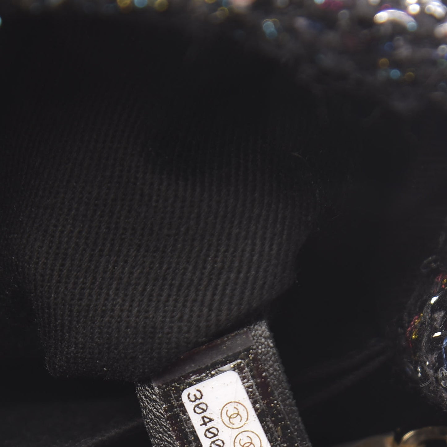 Tweed Sequin Mini Coco Handle Flap Black