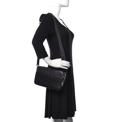 Fendi Vitello Century Grace FF Embossed Shoulder Clutch Black 2 of 11