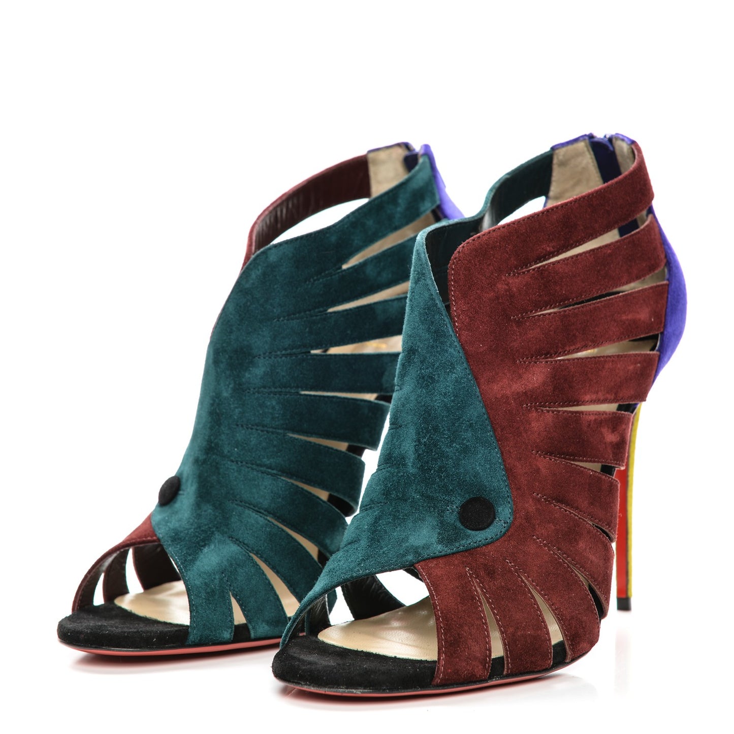 Suede Toot Mignonne 100 Cutout Heels 40.5 Multi