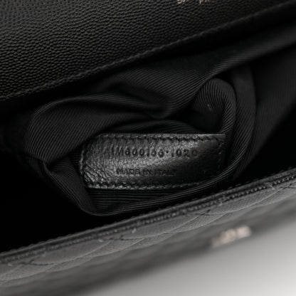 Saint Laurent Grain De Poudre Textured Mixed Matelasse Large Triquilt Monogram Monochrome Satchel Black 8 of 15