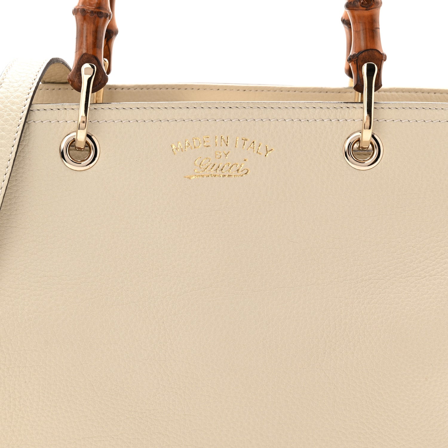 Gucci Pebbled Calfskin Medium Bamboo Shopper Tote Off White 14 of 19