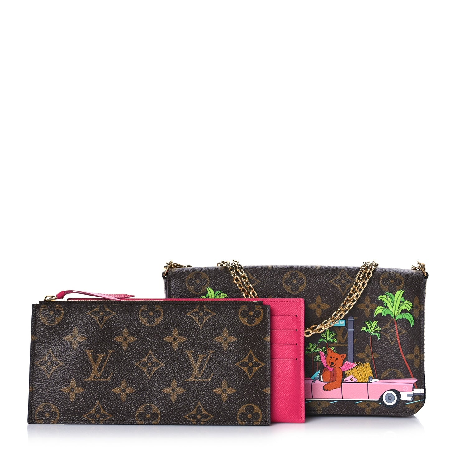 Monogram 2021 Christmas Animation Hollywood Pochette Felicie Chain Wallet Fuchsia