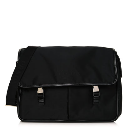 Prada Tessuto Nylon Saffiano Logo Messenger Bag Black 1 of 11