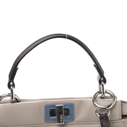 Fendi Nappa Colorblock Mini Peekaboo Iconic Satchel Grigio Polvere Carbone Bloody Mary 11 of 12