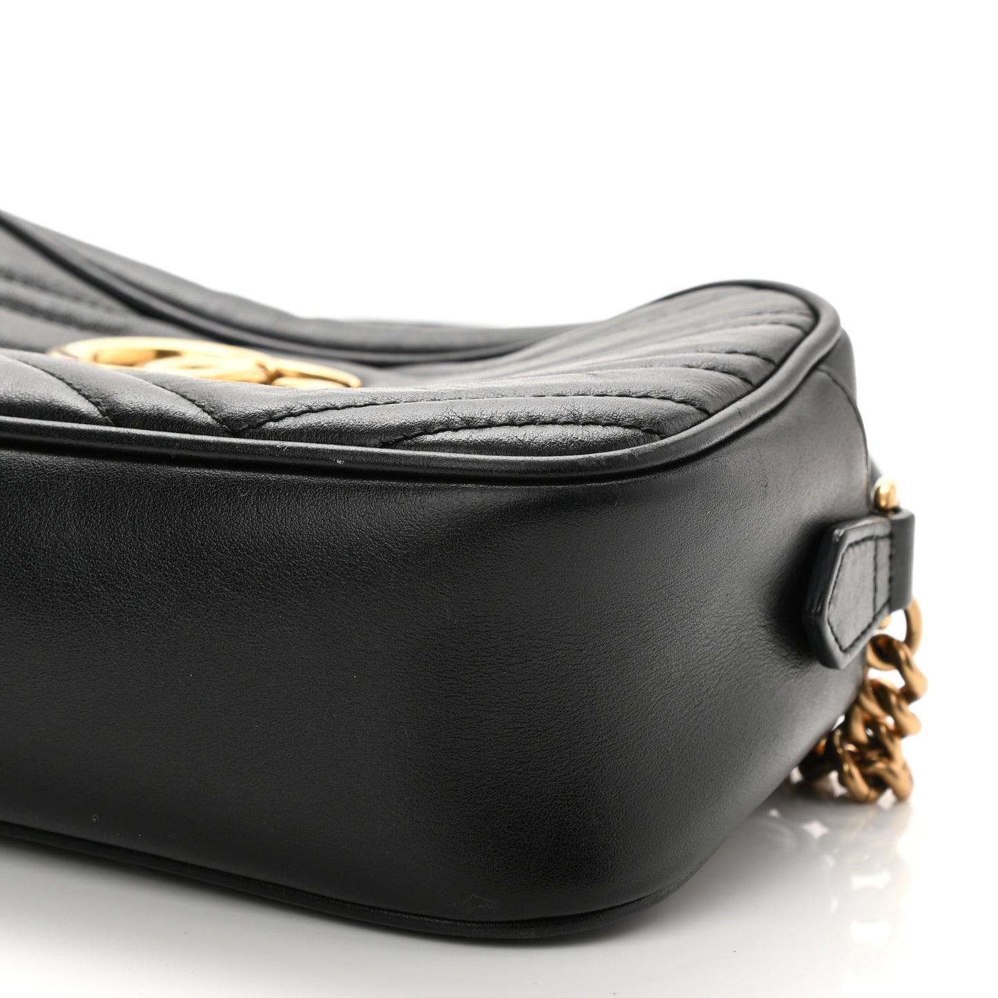 Calfskin Matelasse Small GG Marmont Chain Shoulder Bag Black