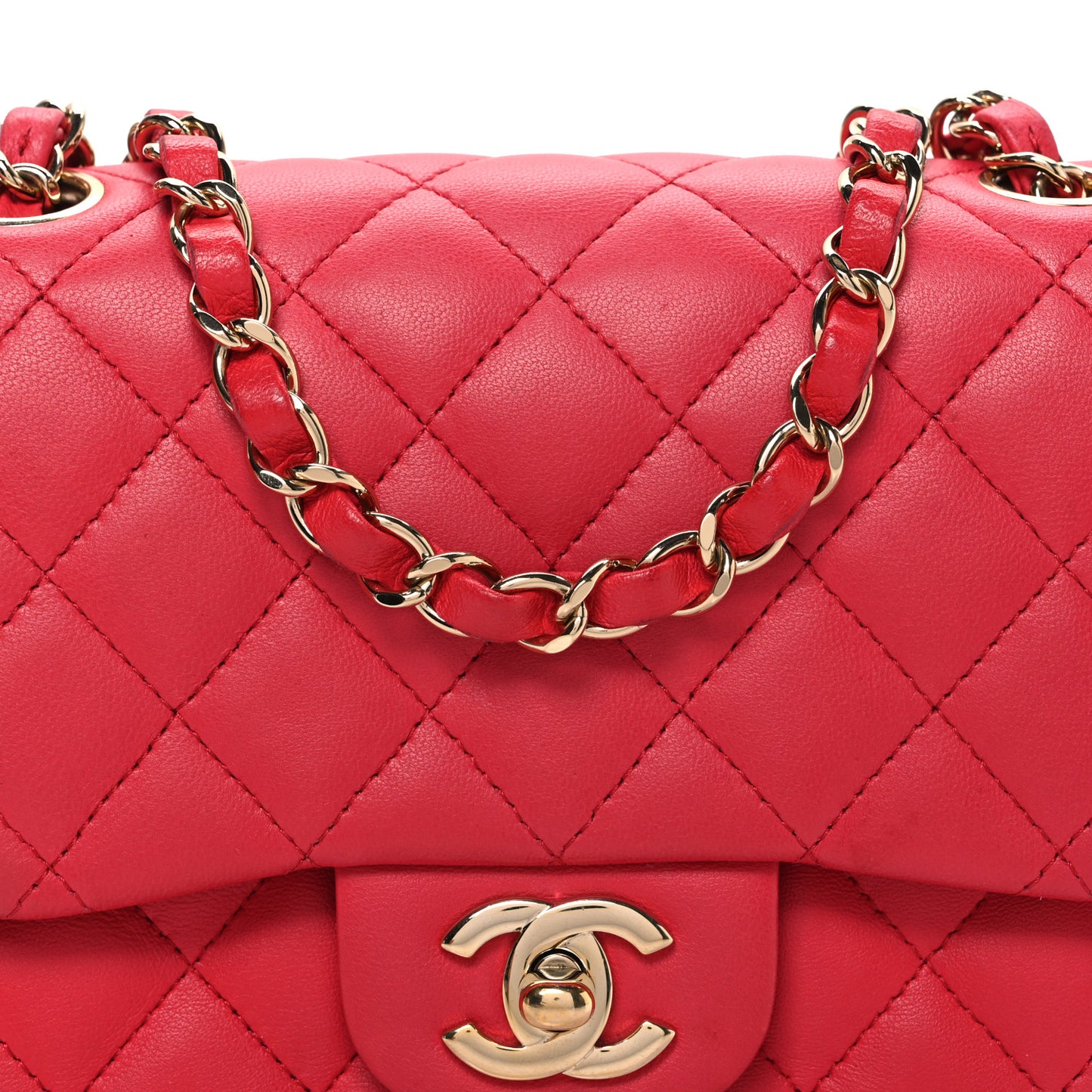Lambskin Quilted Mini Square Flap Red