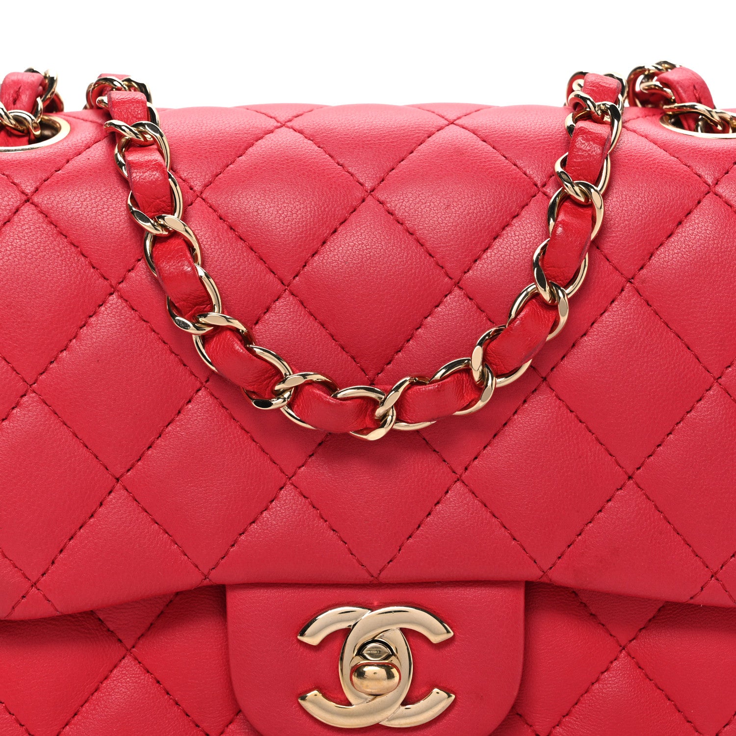 Chanel Lambskin Quilted Mini Square Flap Red 8 of 10