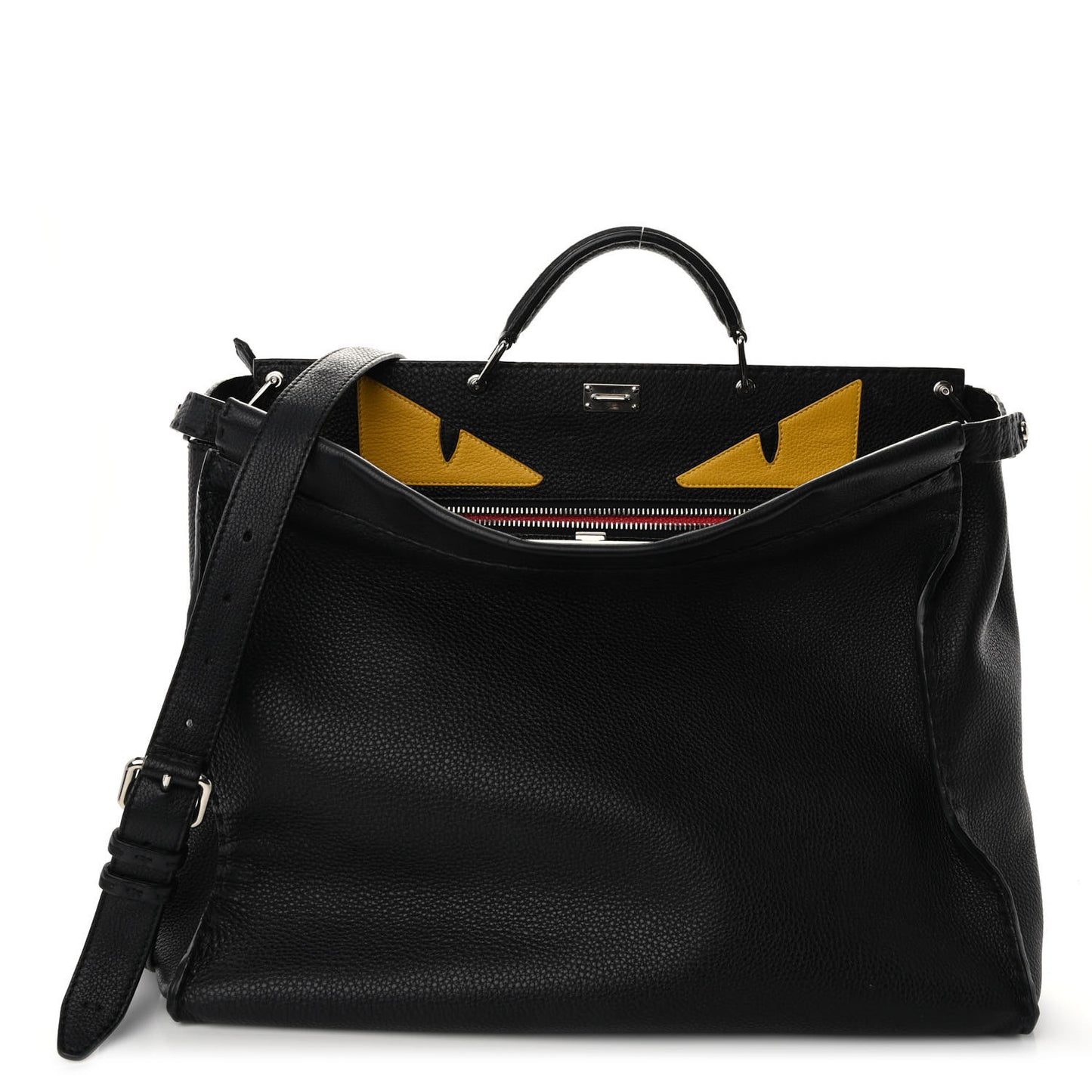 Cuoio Romano Selleria Monster Eyes Inlay Mens Large Peekaboo Iconic Essential Satchel Black Sunflower