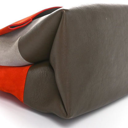 Celine Calfskin Suede All Soft Shoulder Bag Bright Orange Cement Olive 10 of 11