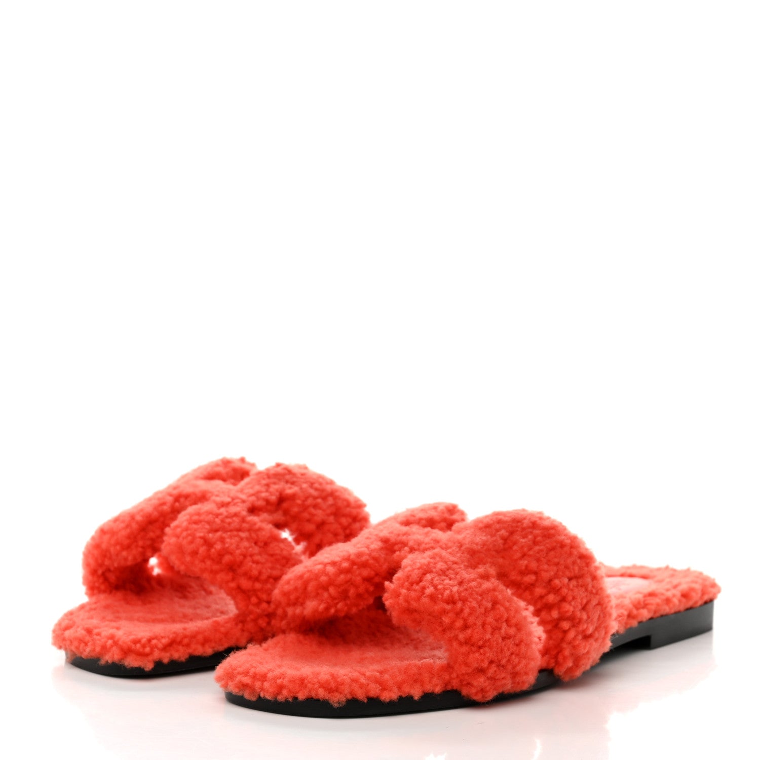 Hermes Woolskin Oran Sandals 38 Orange 3 of 8