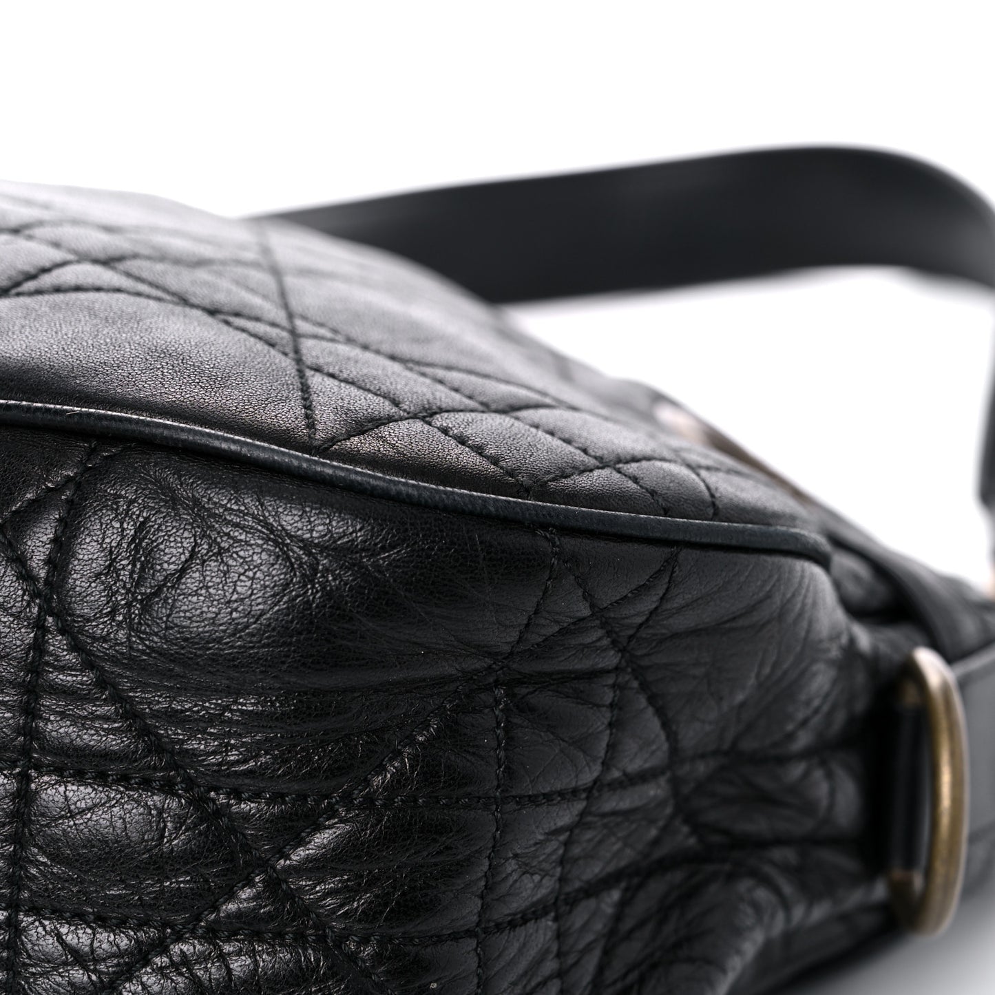 Lambskin Cannage Flap Messenger Bag Black