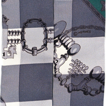 Hermes Silk Mors Et Gourmettes Vichy Twilly Anthracite Menthol White 4 of 4