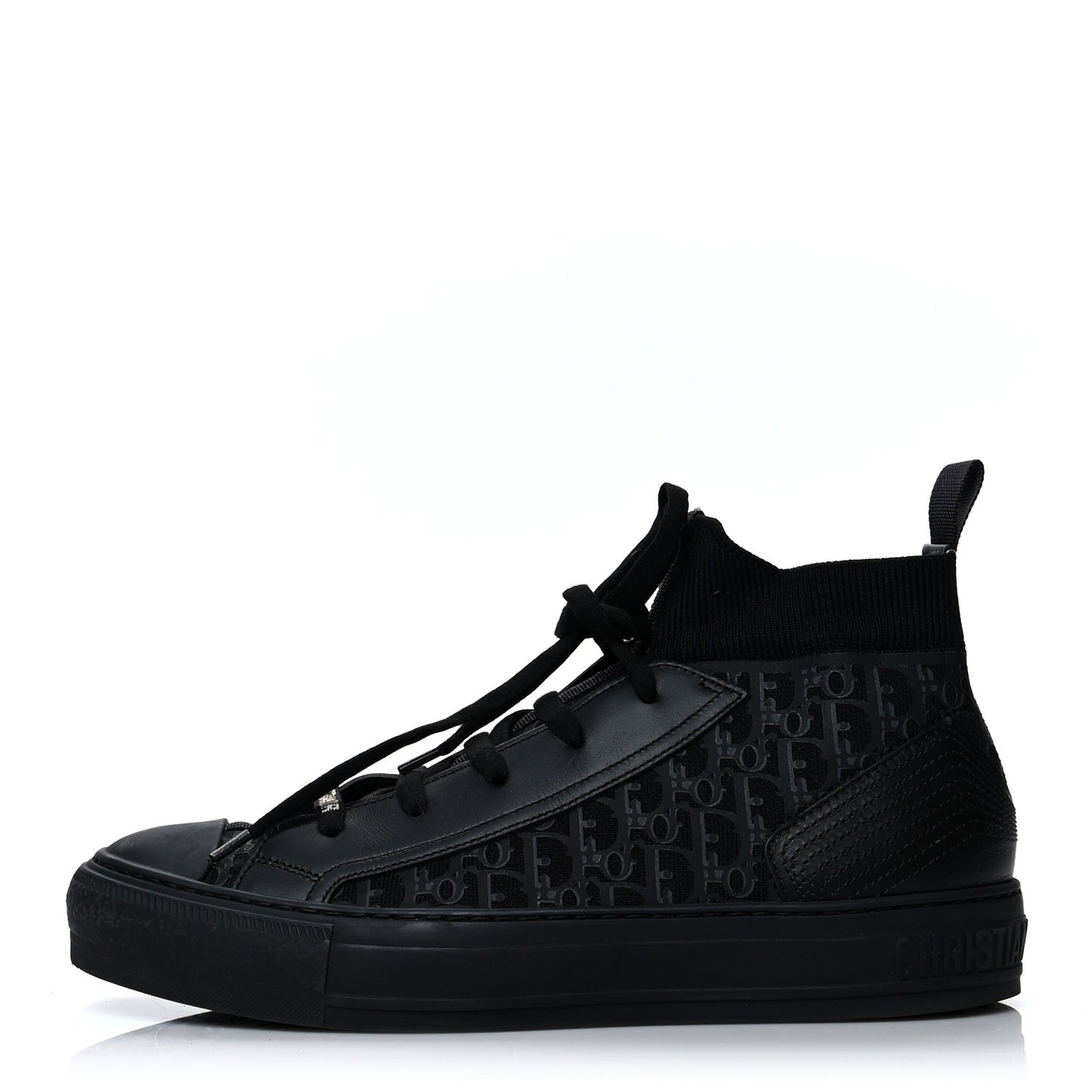 Technical Canvas Mesh Calfskin Womens Oblique Walk'n Dior High Top Sneakers 39 Black Blue