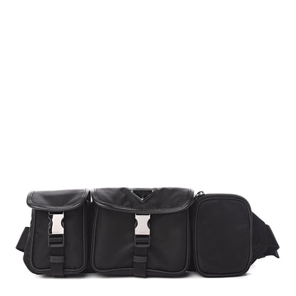Prada Tessuto Nylon Saffiano Marsupio Triple Pocket Belt Bag Black 1 of 12