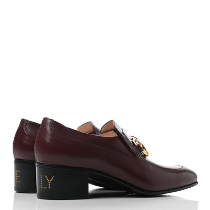Gucci Goatskin Womens Chain Mid-Heel Loafers 38.5 Burgundy 3 of 7