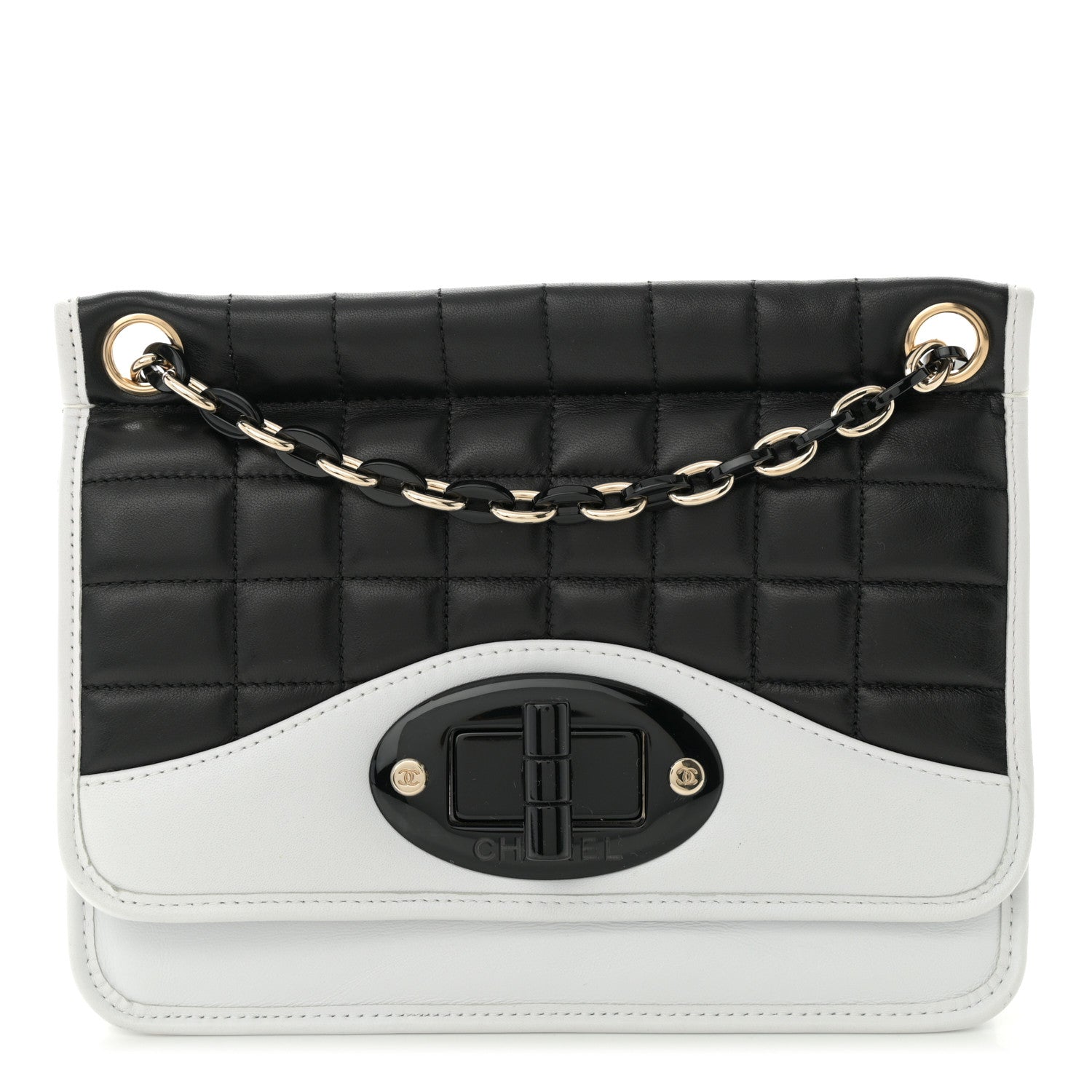 Chanel Lambskin Chocolate Bar Mademoiselle Flap Black White 1 of 10