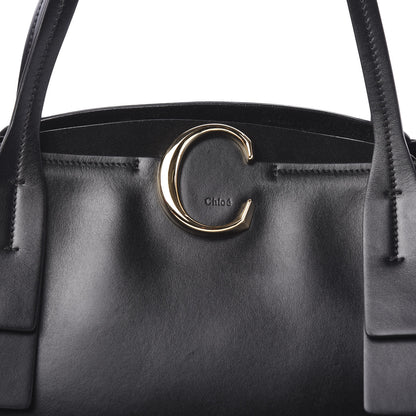 Chloe Shiny Calfskin Suede Medium C Zipped Tote Black 8 of 8
