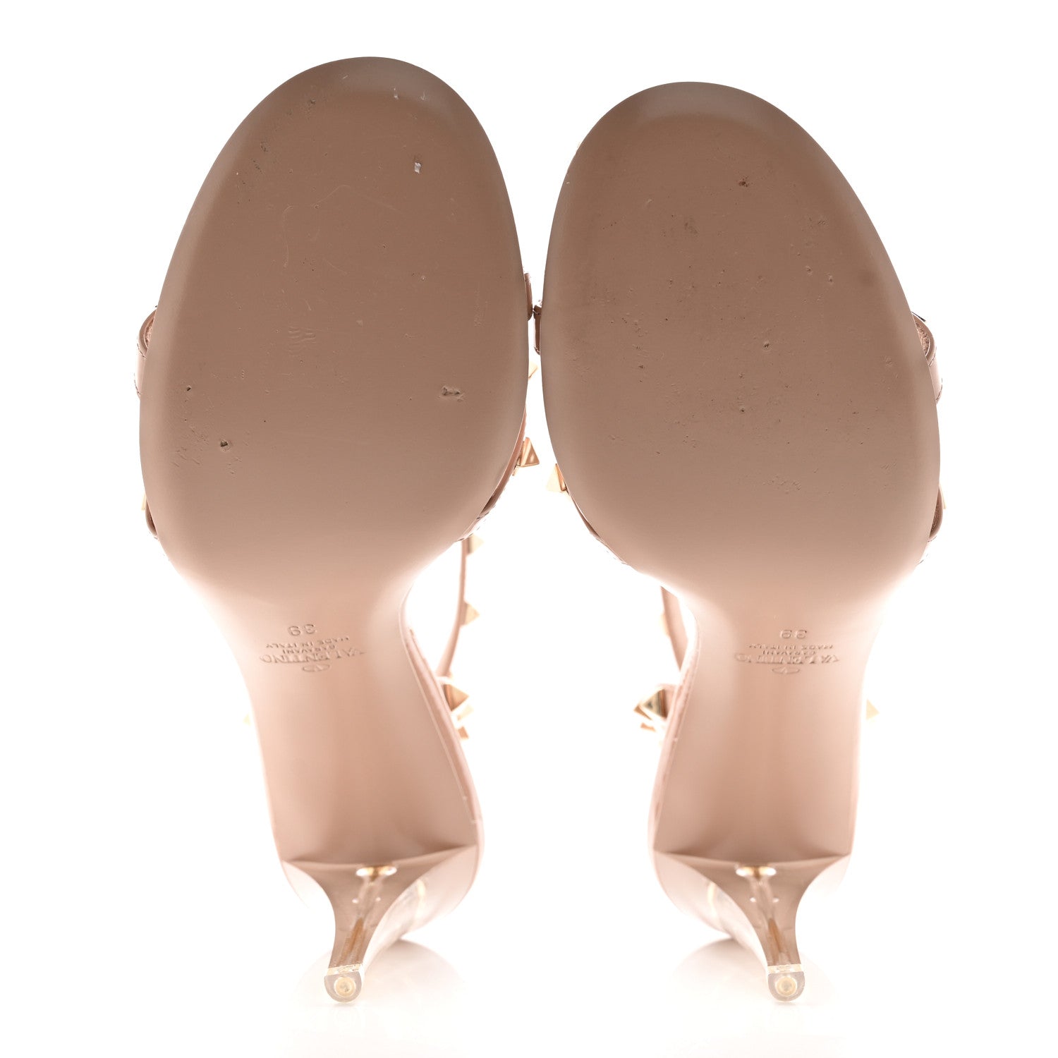 Valentino Garavani Patent Plexiglass Rockstud Skin 90mm Sandals 39 Rose Cannelle 6 of 12