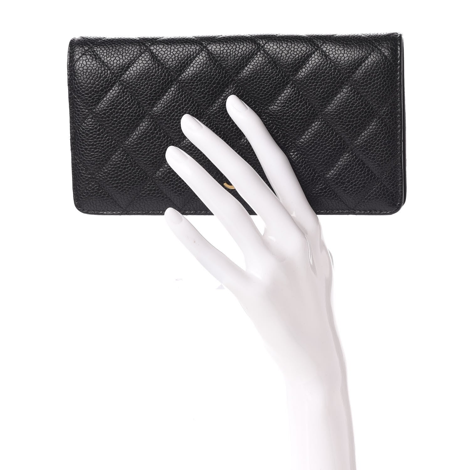 Chanel Caviar Quilted Yen Wallet Black 2 of 11