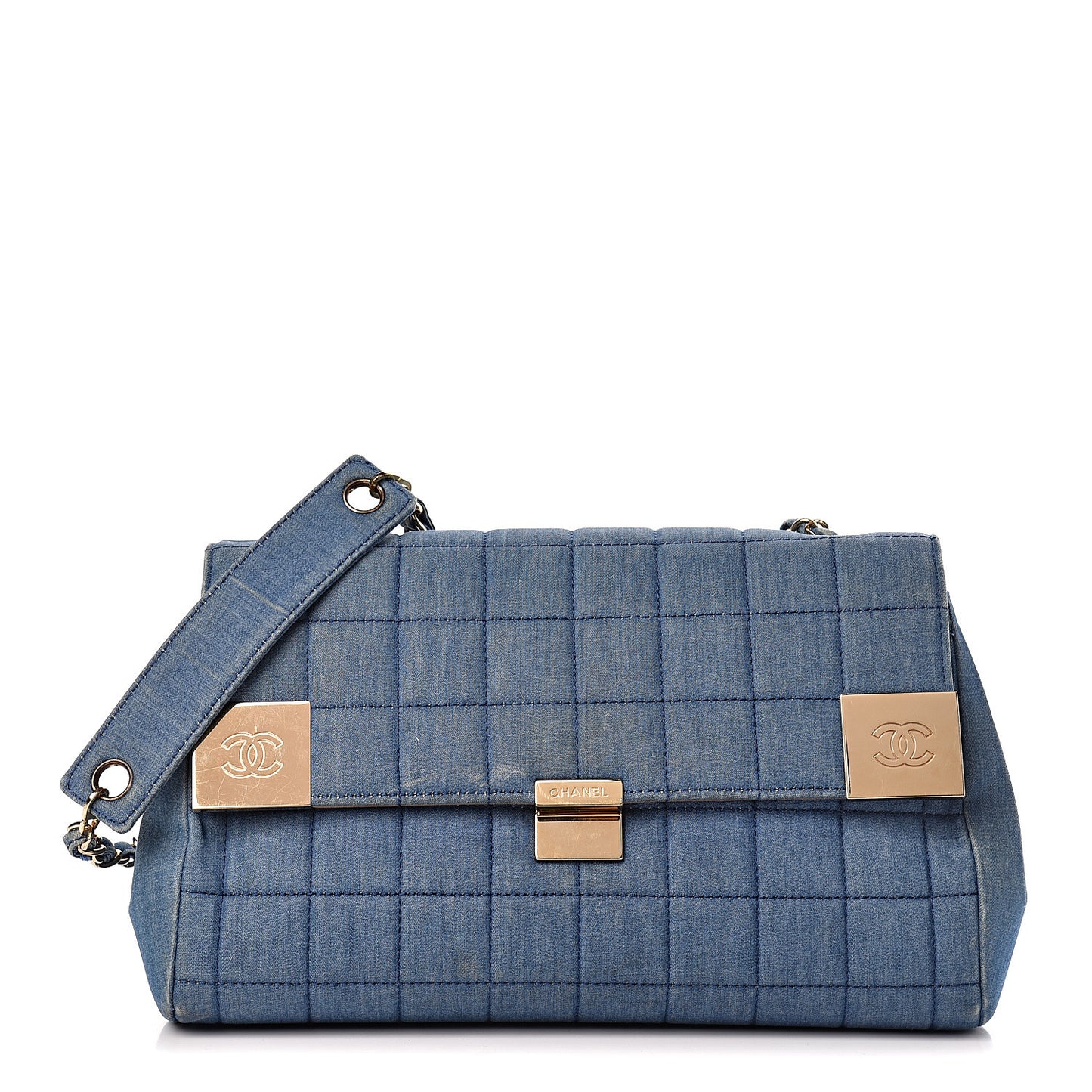 Denim Chocolate Bar Flap Blue