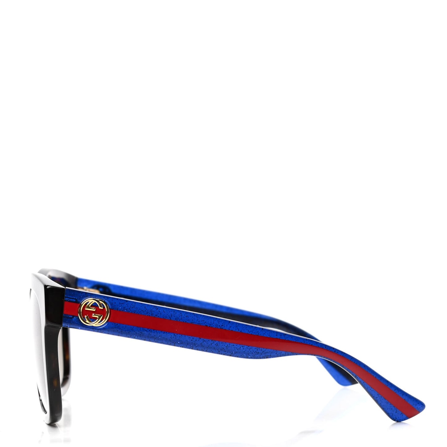 Square Frame Glitter Sunglasses GG0034SA Tortoise Blue