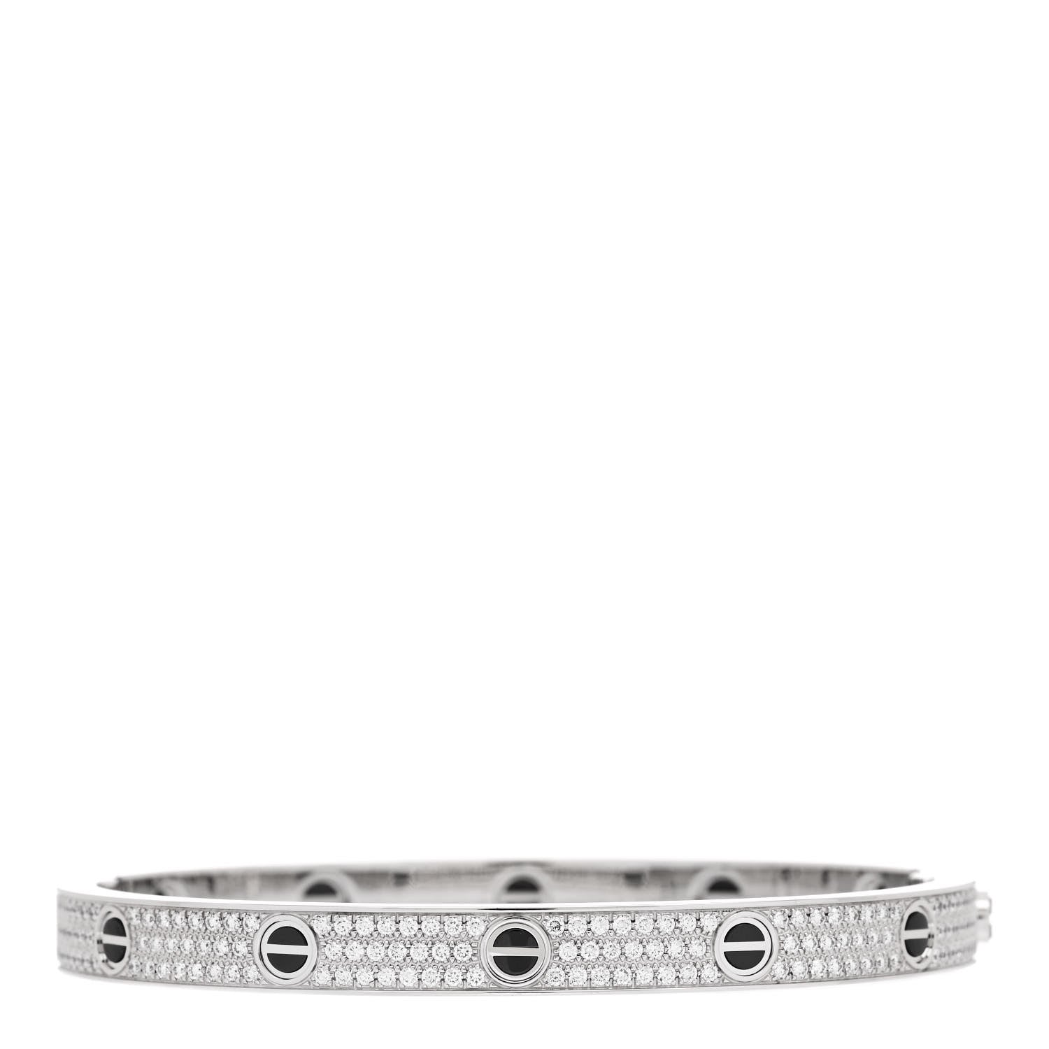 Cartier 18K White Gold Diamond Ceramic LOVE Paved Bracelet 20 2 of 4