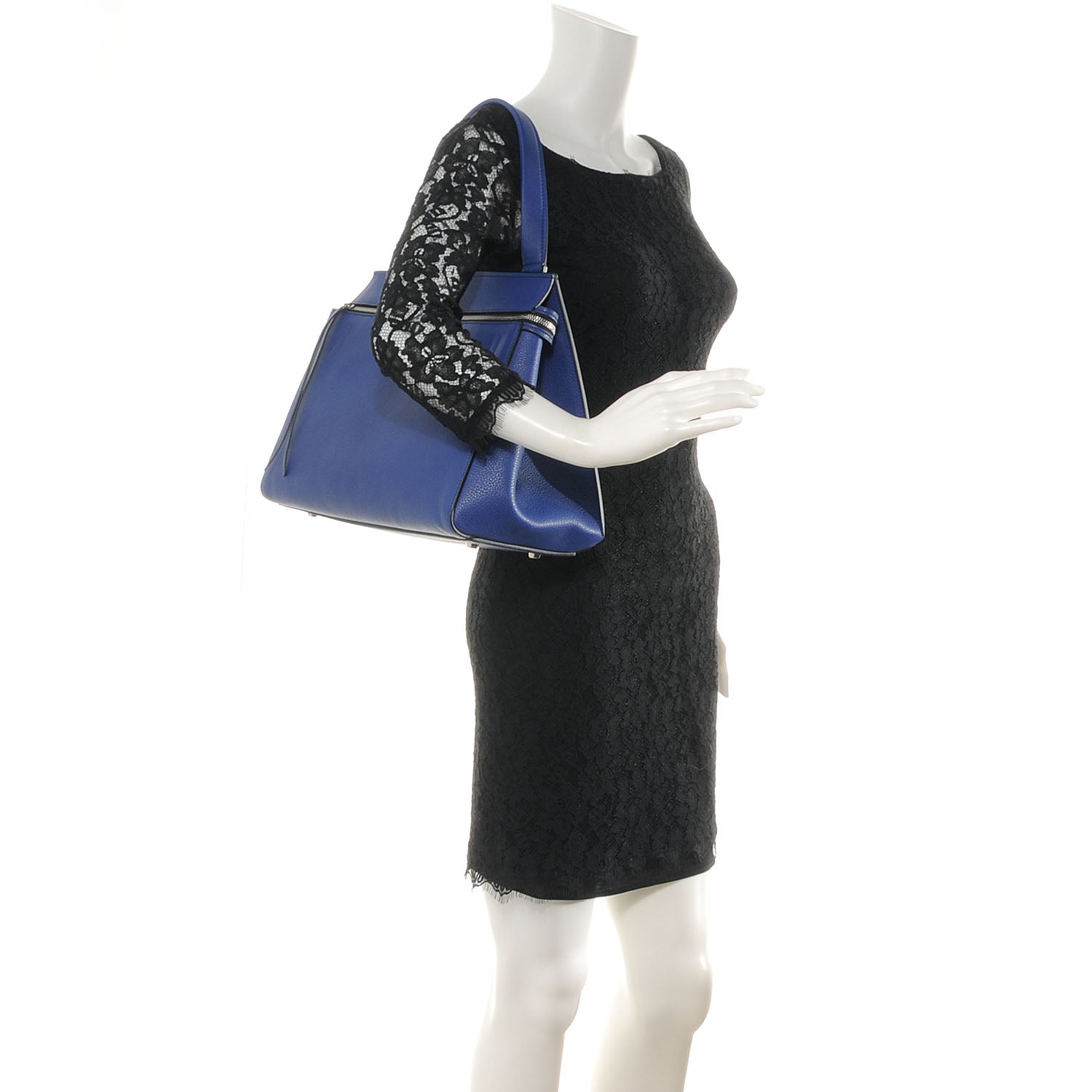 Celine Calfskin Medium Edge Shoulder Bag Cobalt 2 of 8