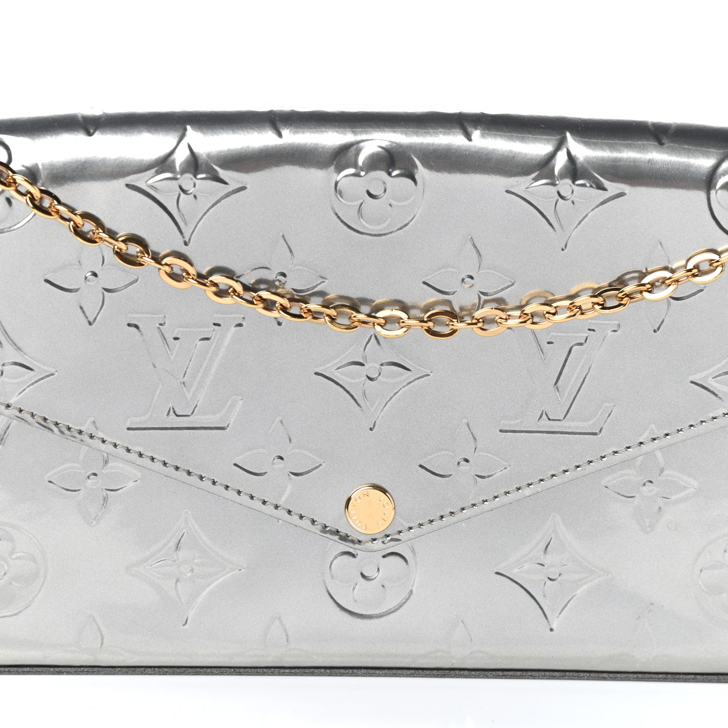Louis Vuitton Vernis Felicie Pochette Chain Wallet Gris Metal 9 of 11
