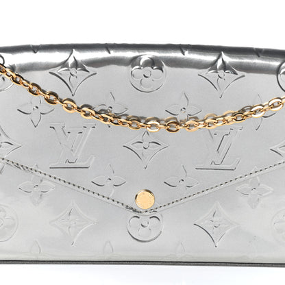 Louis Vuitton Vernis Felicie Pochette Chain Wallet Gris Metal 9 of 11