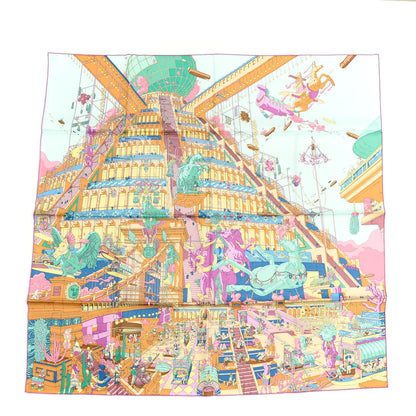 Hermes Silk La Legende Du Cheval Scarf 90 Mauve Aqua Camel 1 of 4