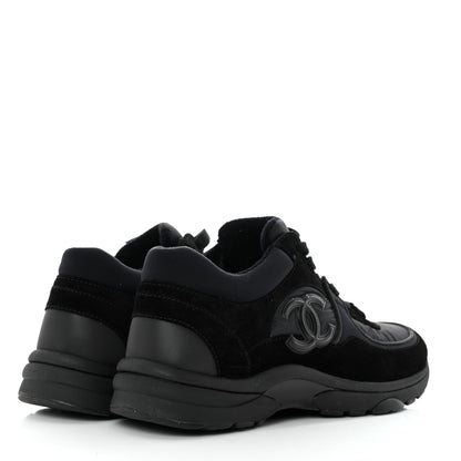 Chanel Fabric Calfskin Suede CC Sneakers 39.5 Black 4 of 9