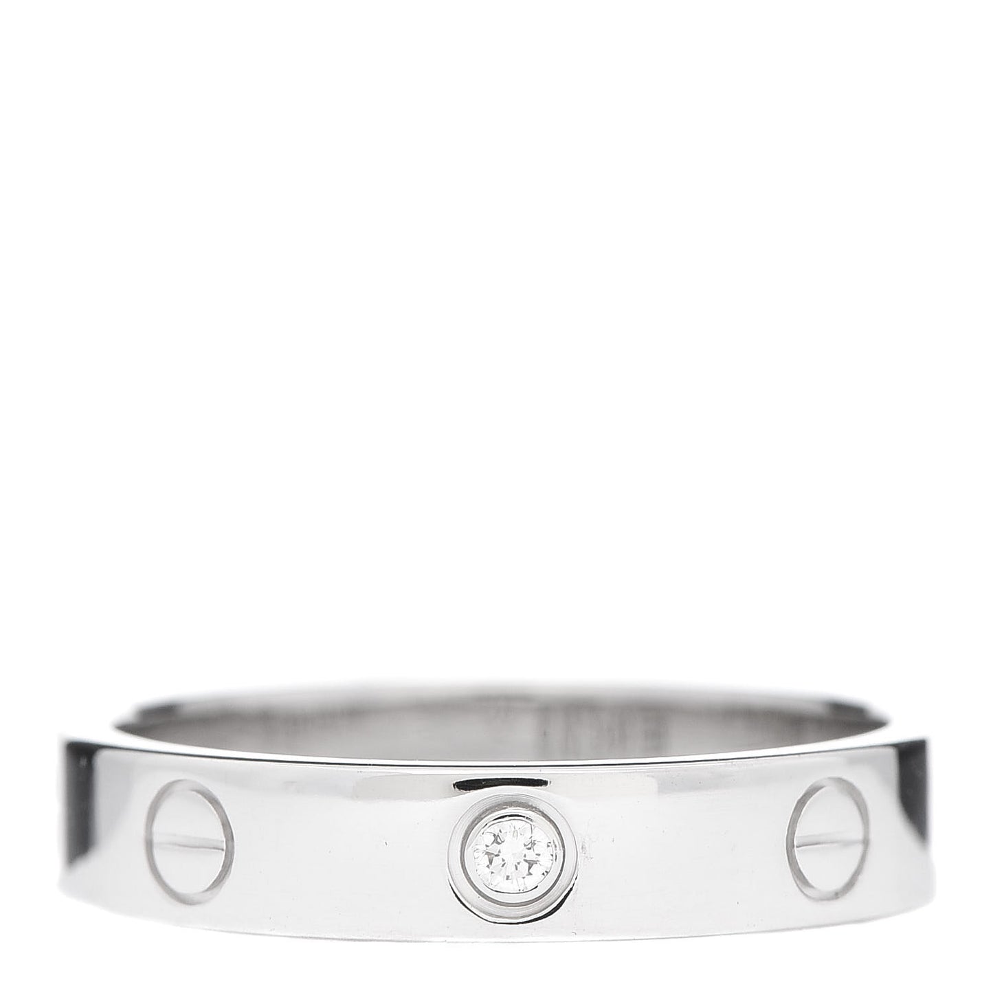 18K White Gold Diamond 4mm LOVE Wedding Band Ring 56 7.5
