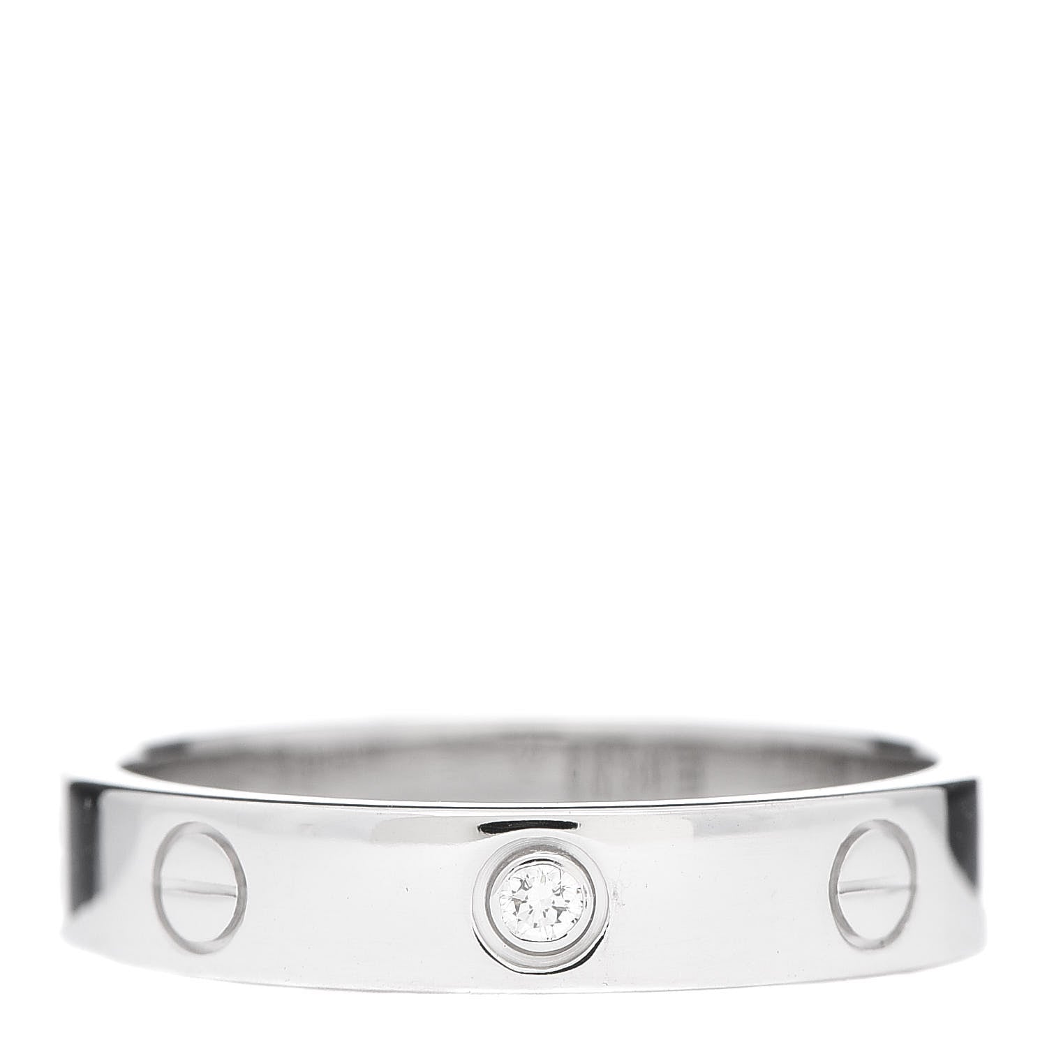 Cartier 18K White Gold Diamond 4mm LOVE Wedding Band Ring 56 7.5 1 of 4
