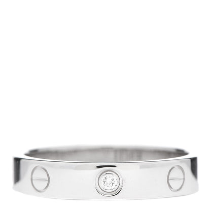 Cartier 18K White Gold Diamond 4mm LOVE Wedding Band Ring 56 7.5 1 of 4