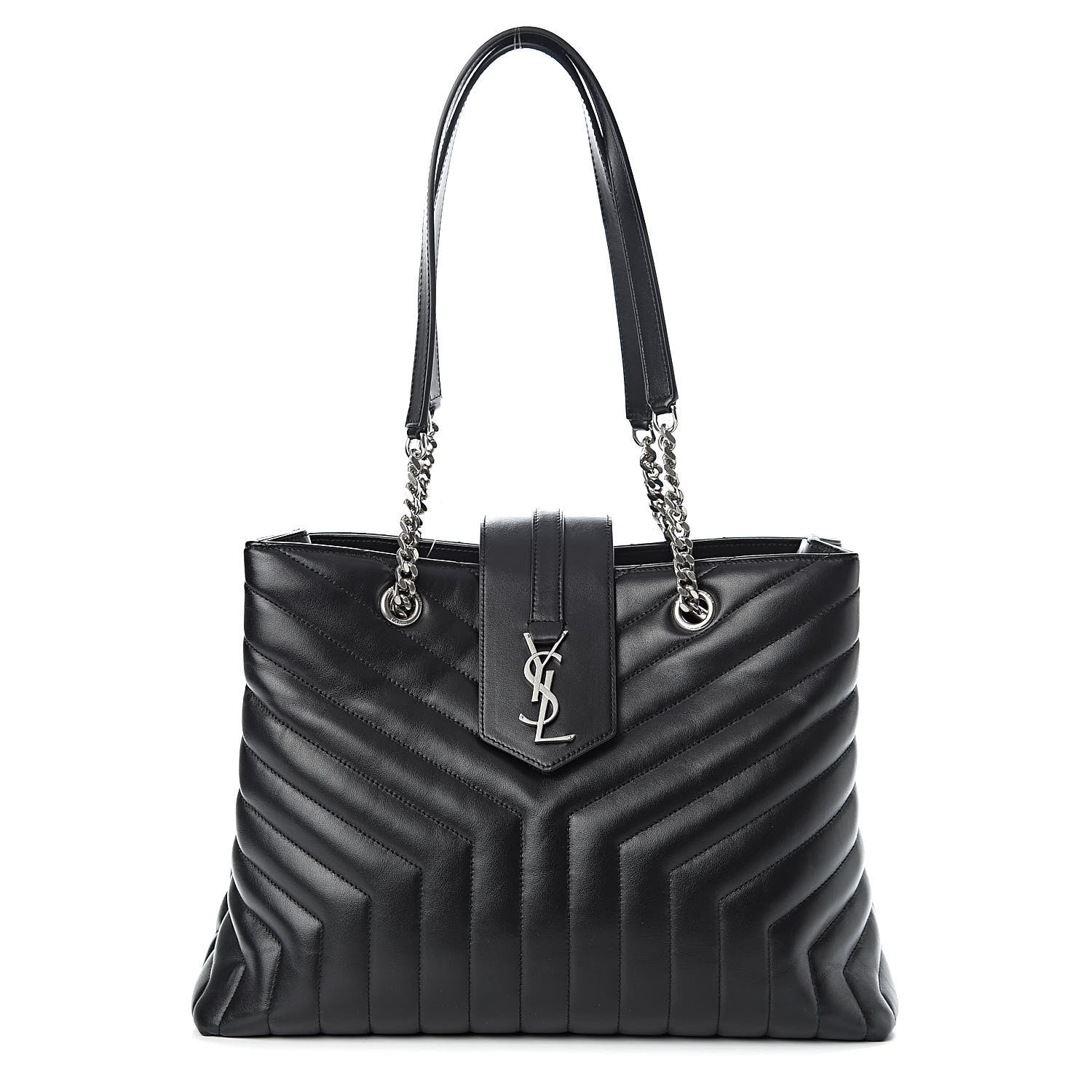 Saint Laurent Calfskin Y Quilted Monogram Large Loulou Shopper Black 1 of 11