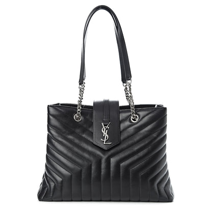 Saint Laurent Calfskin Y Quilted Monogram Large Loulou Shopper Black 1 of 11