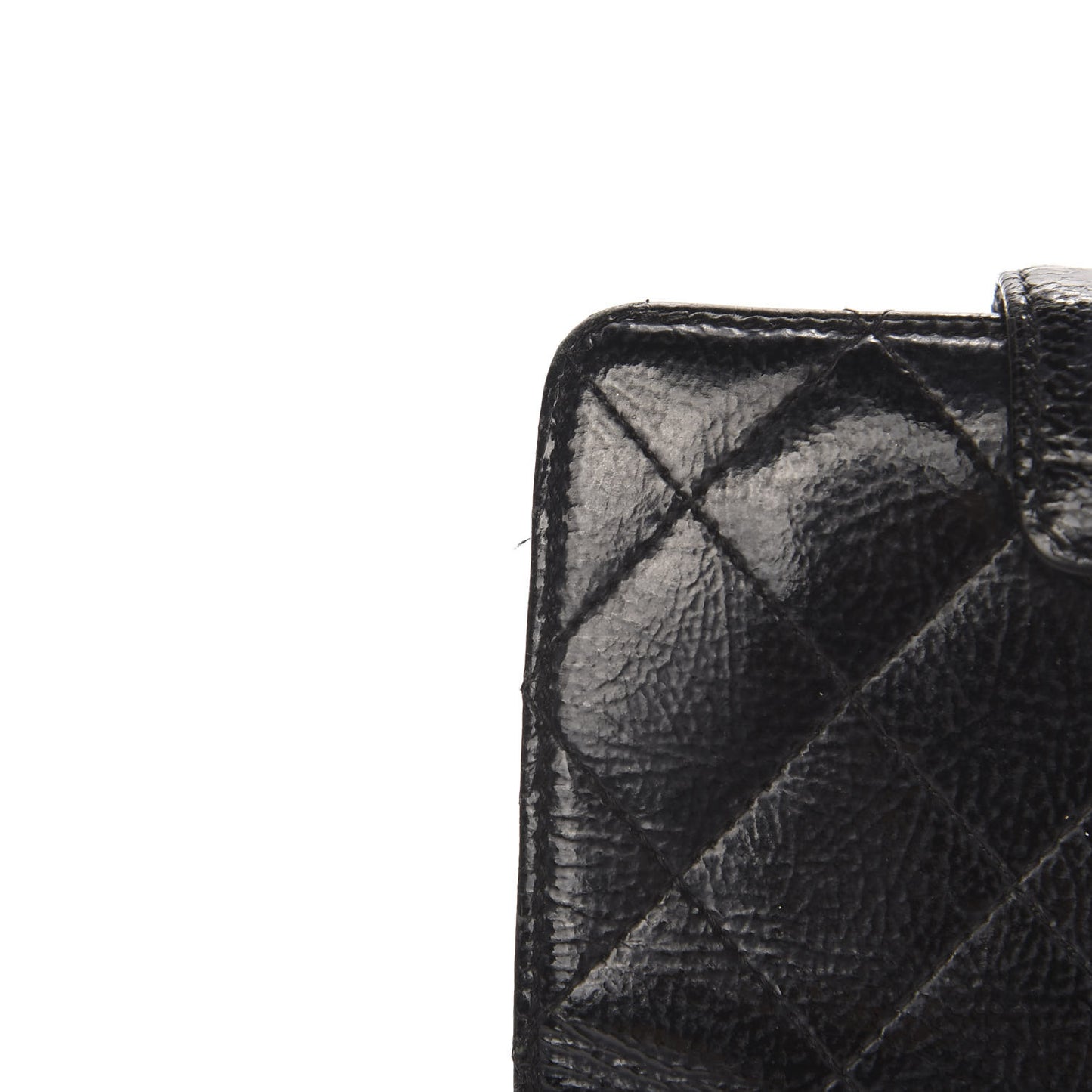 Patent Caviar CC Compact French Flap Wallet Black
