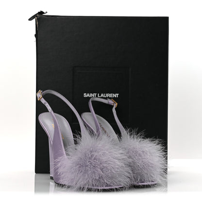 Saint Laurent Crepe Satin Mae Feathered Sandals Slight 38 Poly Grey 14 of 14