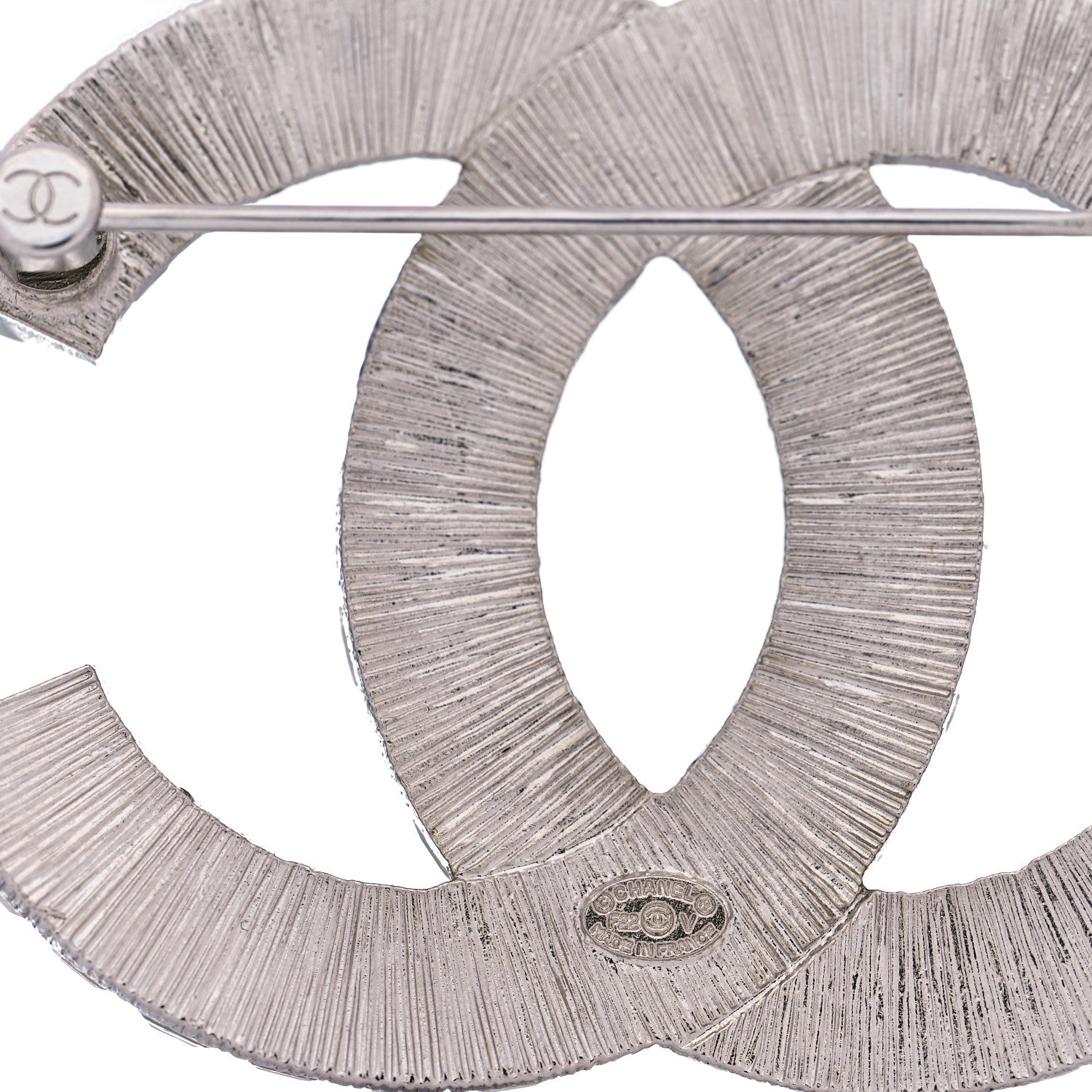 Chanel Baguette Crystal CC Brooch Silver 4 of 6