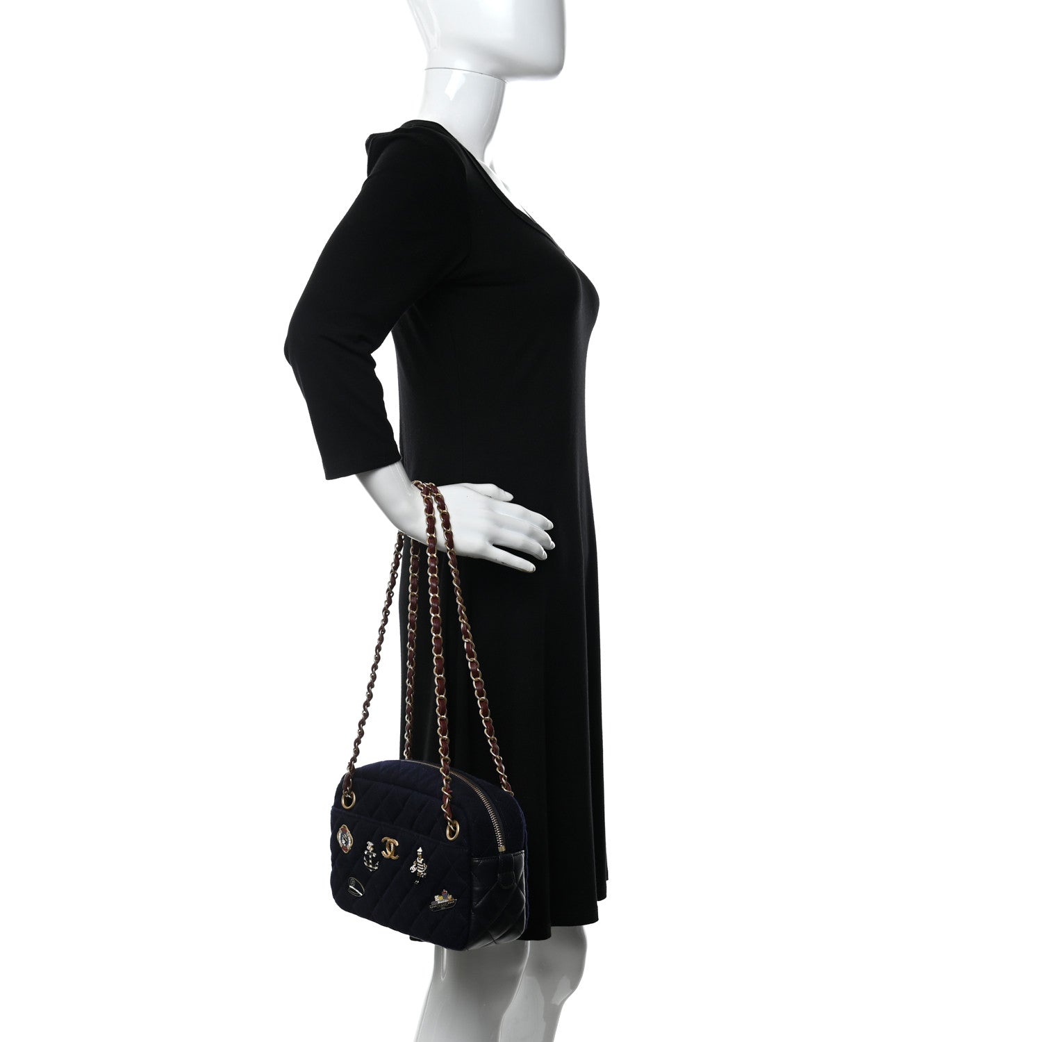 Chanel Felt Quilted Paris-Hamburg Charms Camera Case Dark Navy 2 of 10