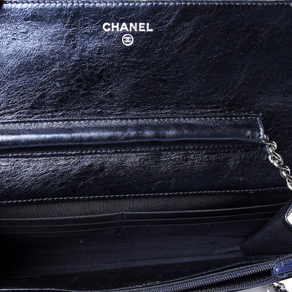 Chanel Metallic Lambskin Quilted Reissue Wallet On Chain WOC Blue 4 of 11