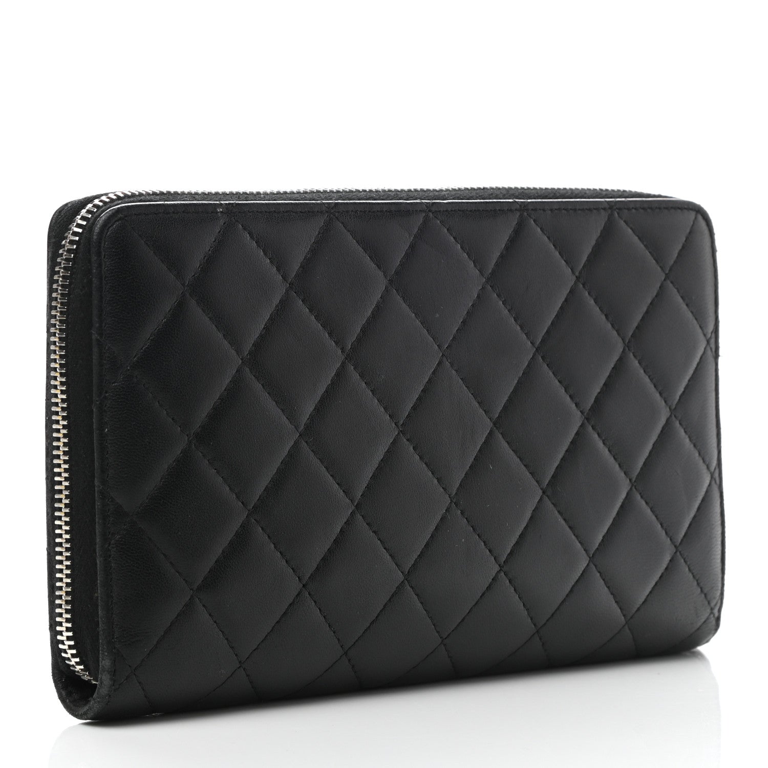 Chanel Lambskin Quilted Large Zip Around Organizer Wallet Black 3 of 12
