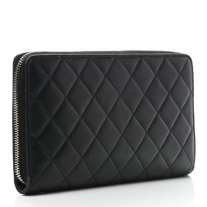 Chanel Lambskin Quilted Large Zip Around Organizer Wallet Black 3 of 12