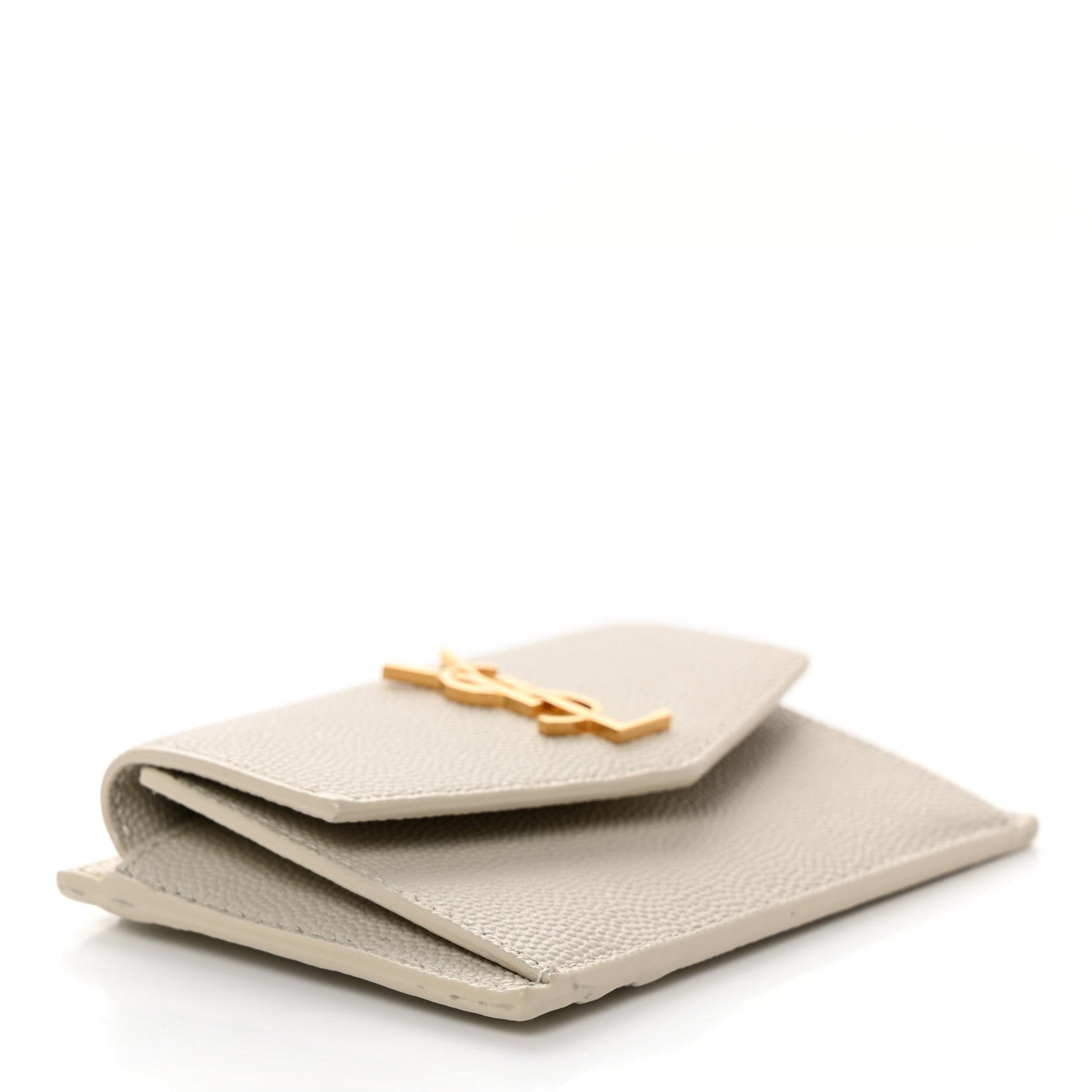 Saint Laurent Grain De Poudre Uptown Monogram Card Case Crema Soft 4 of 8