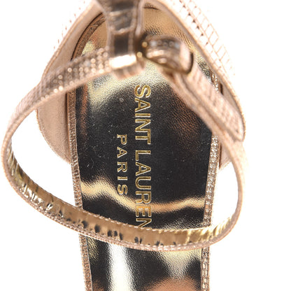 Saint Laurent Metallic Lizard Calfskin Embossed Jane 110 Ankle Strap Sandals 40 Gold 7 of 9