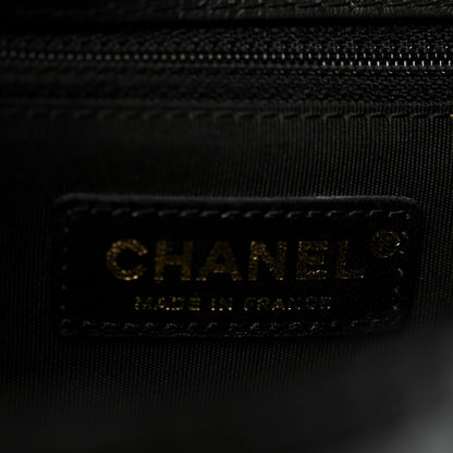 Chanel Calfskin Chevron Quilted Top Handle Flap Black 6 of 12