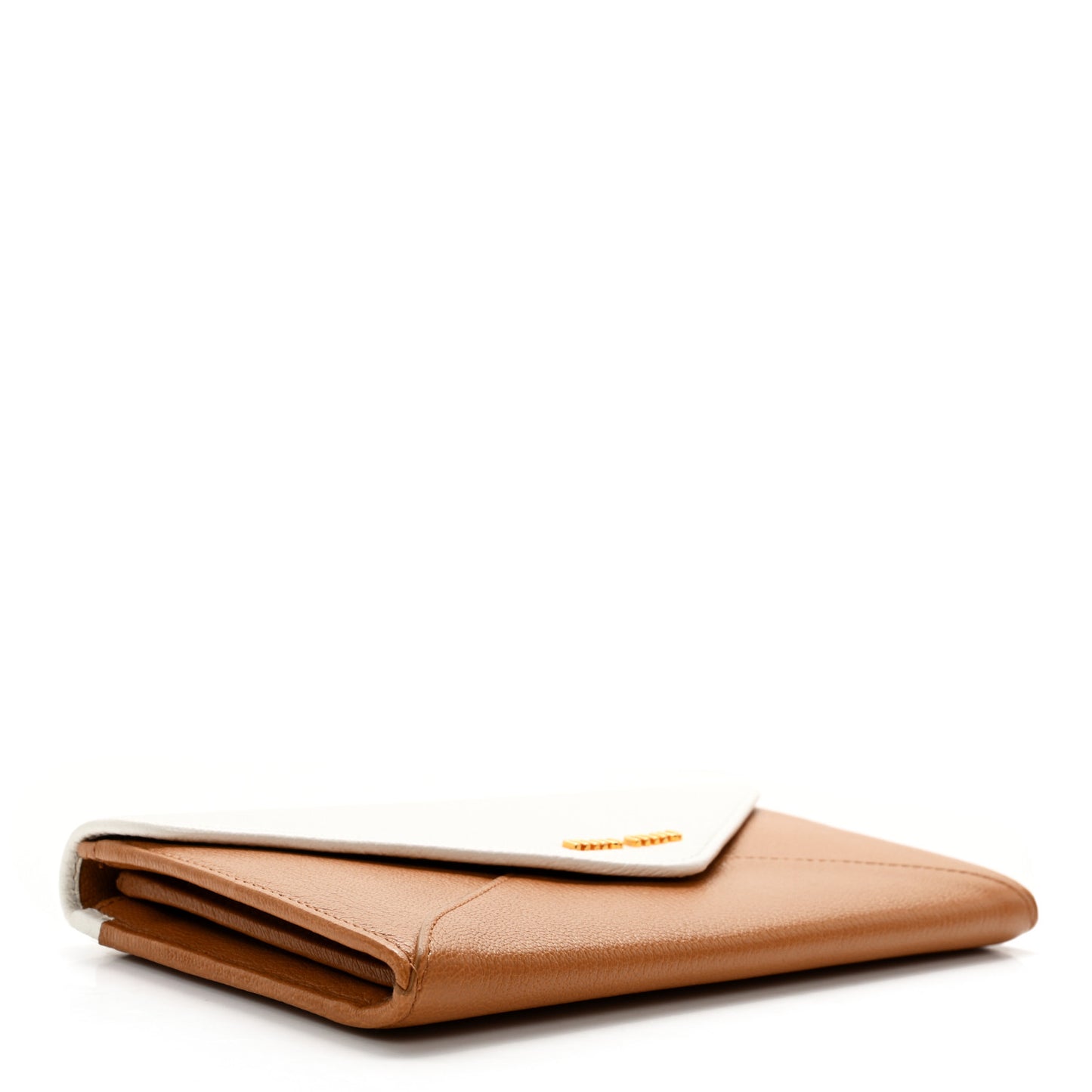 Goatskin Madras Bicolor Envelope Wallet White Cognac