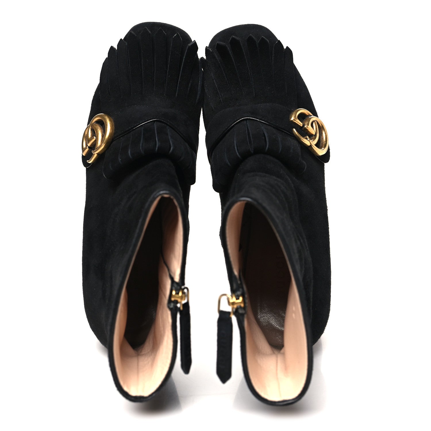 Gucci Kid Scamosciato GG Marmont Fringe 75mm Ankle Boots 38 Black 2 of 9