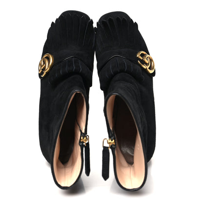 Gucci Kid Scamosciato GG Marmont Fringe 75mm Ankle Boots 38 Black 2 of 9